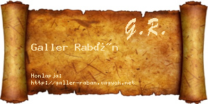 Galler Rabán névjegykártya
